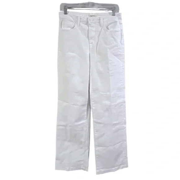 NEW L'Agence Women's Clayton Jeans Blanc White Wide Leg High Rise Cotton - Picture 7 of 14